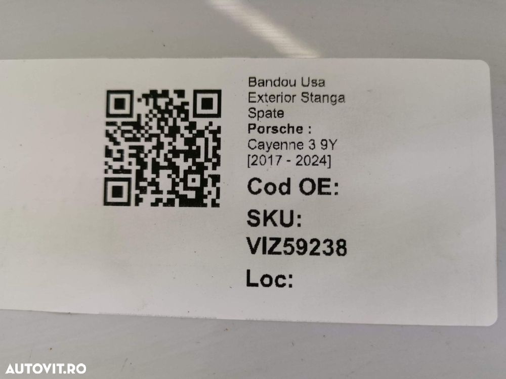 Bandou Usa Exterior Stanga Spate Porsche  Cayenne 3 9Y [2017 - 2024] O - 8