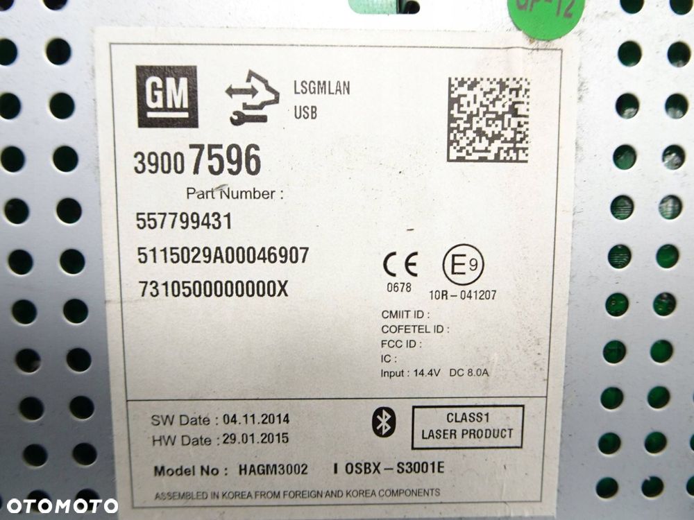 radio cd opel zafira c lift 39007596 - 6