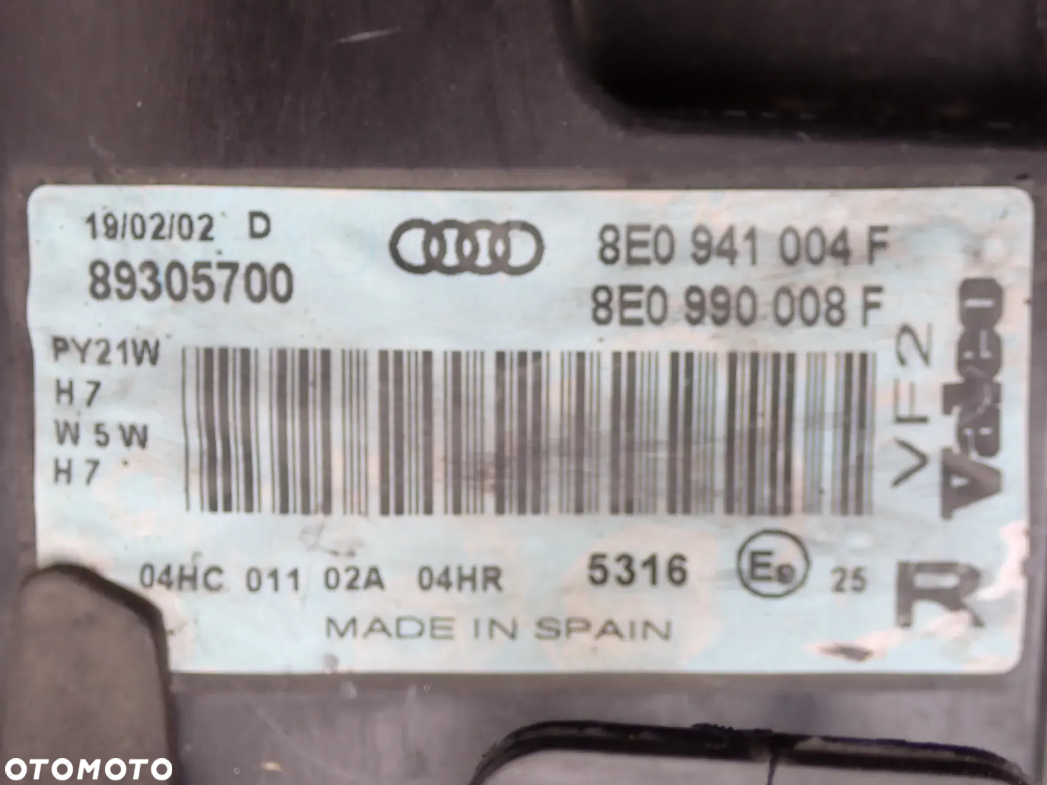 LAMPA LEWY / PRAWY PRZÓD AUDI A4 B6 8E0941004F / 8E0941003F ANGLIK - 7