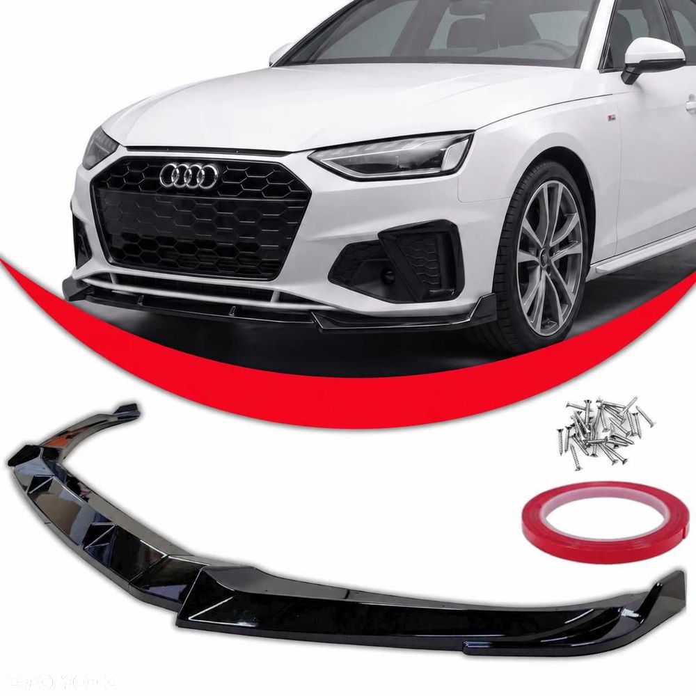 Przednia Dokładka Zderzaka AUDI A4 B9 2015-2019 S-line/S4 Spoiler CZARNY POŁYSK