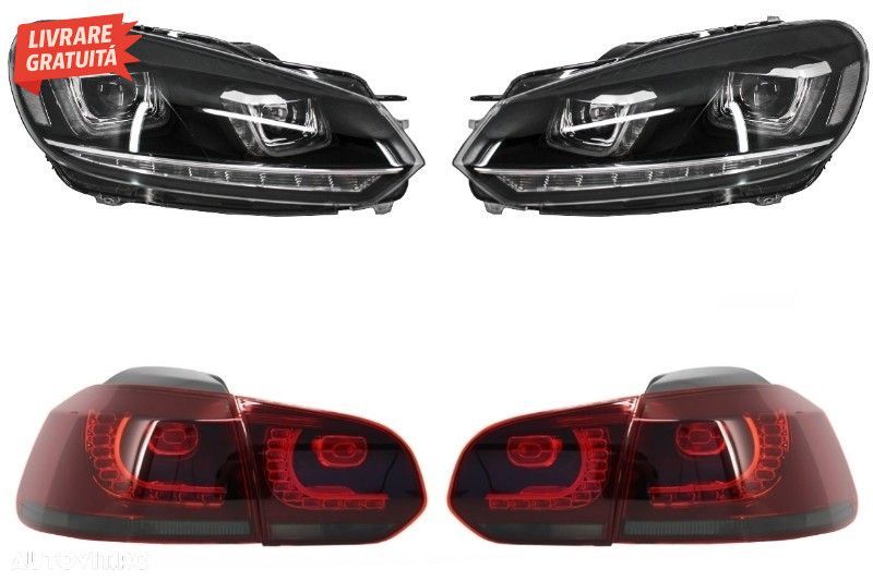 Faruri LED VW Golf 6 VI (2008-2013) Design Golf 7 3D U Design Semnal L - 1