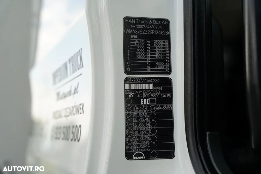 MAN TGS 35.500 / 8x4 / BASCULĂ SPATE MEILLER / IZOLATĂ / PENTRU ASFALT / HYDROCLASP / NAVI / 2021 - 37