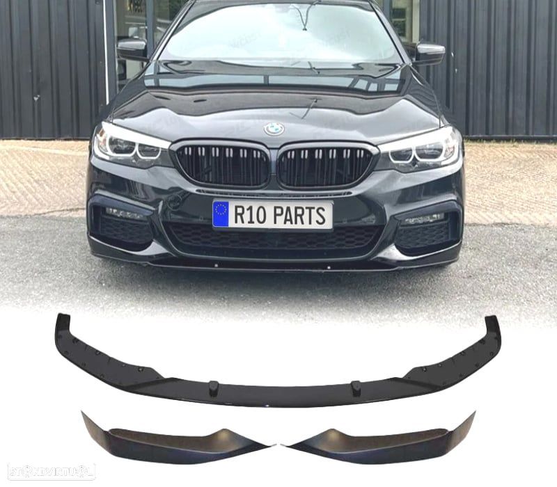SPOILER FRONTAL BMW G30 G31 17-20 LOOK M PRETO BRILHANTE + SPLITTERS - 1