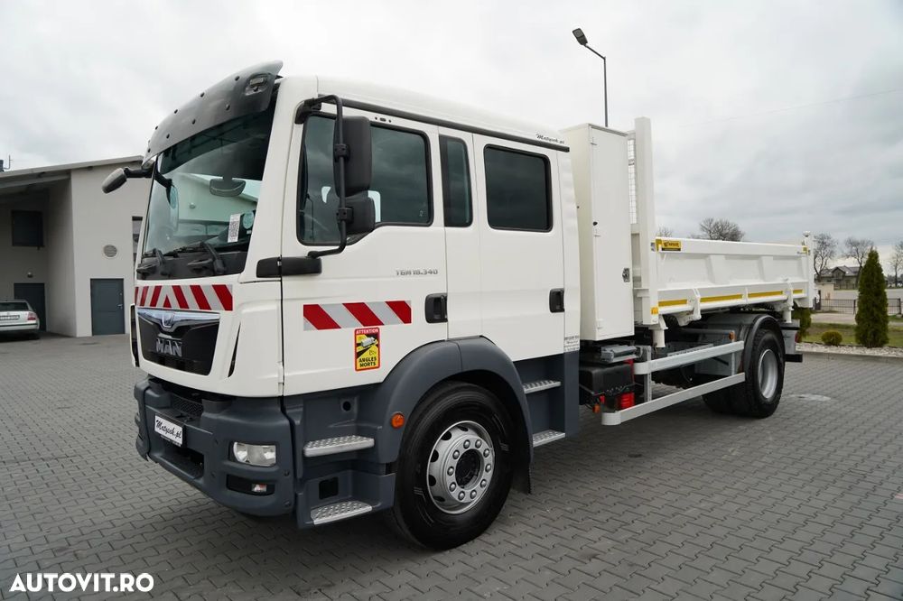 MAN TGM 18.340 / 4X2 / BASCĂLARE 3 LATERALĂ / BANCĂ HIDRODOXY / CAMION CU 7 LOCURI / BORDMATIC - 11