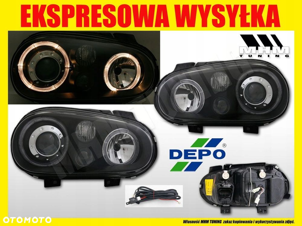 Reflektory Lampy kpl Ringi Angel Eyes Tuning Black Depo VW Golf IV 4 1j 97- - 4