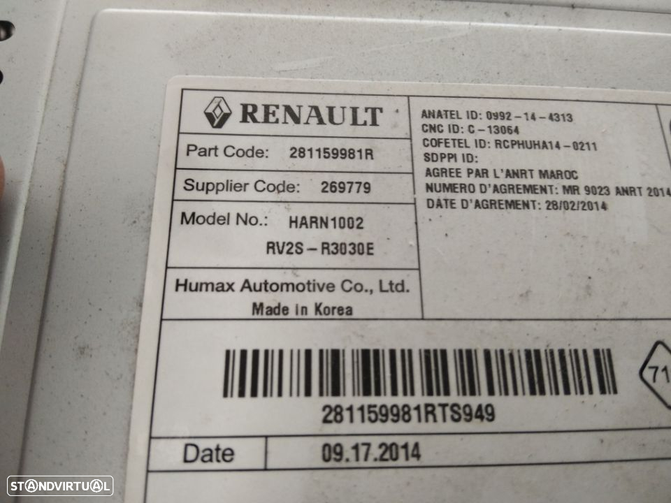 Radio Renault Clio 4 ref. 281159981R - 2