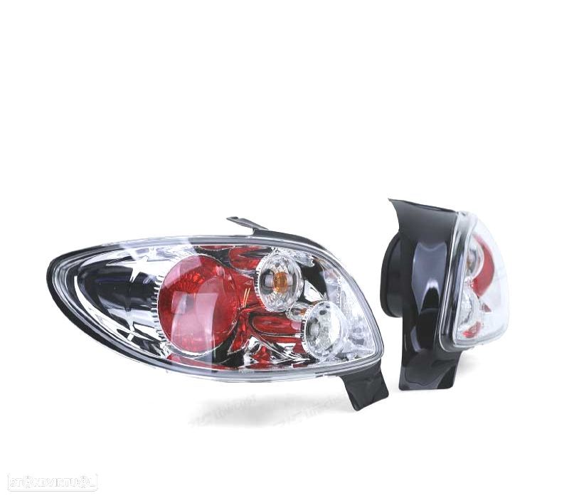 FAROLINS TRASEIROS PEUGEOT 206 98-09 CROMADO VERMELHO - 2