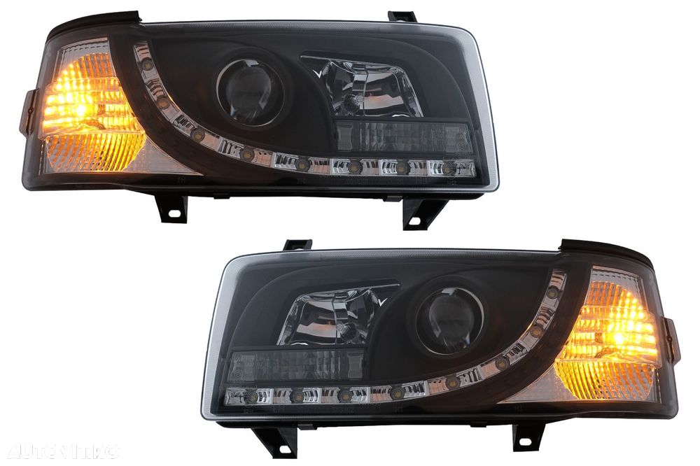 Faruri LED DRL compatibil cu VW Transporter T4 (1990-2003) Negru - 5