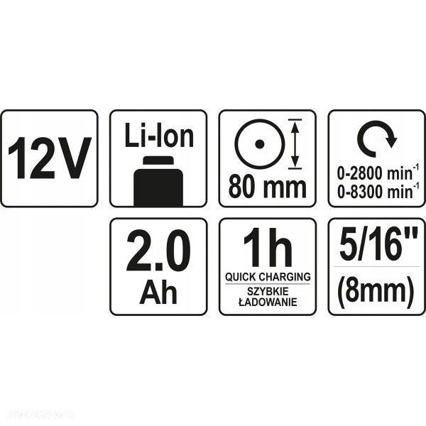 YATO POLERKA SAMOCHODOWA SZLIFIERKA AKUMULATOROWA 12V  3GĄBKI YT-82903 - 8