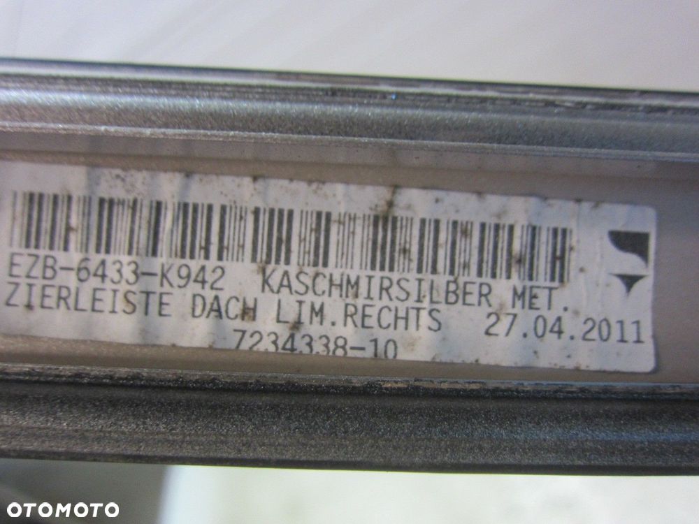 BMW F10 LISTWA DACHOWA PRAWA KASCHMIRSILBER RELING DACHOWY 7234338 7274740 - 8