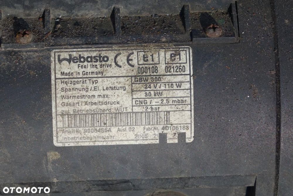 OGRZEWANIE POSTOJOWE 30KW WEBASTO GBW 300 CNG 24V GBW 300 - 5