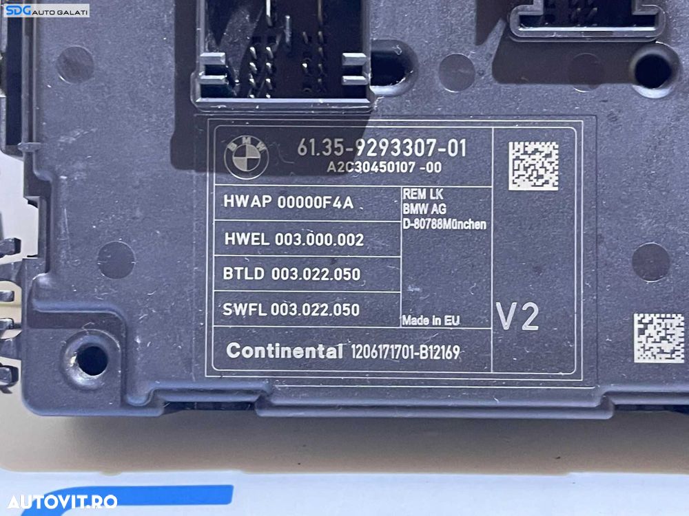 Unitate Modul Calculator Panou Tablou Sigurante Relee Confort Comfort BMW Seria 3 F30 F31 F80 2011 - 2019 Cod 9293307 6135929330701 A2C30450107 [L3565] - 3
