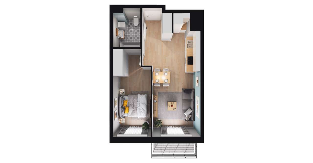 2-pokojowe mieszkanie 37m2 + balkon Bezpośrednio - Pełny obrazek: 2/13