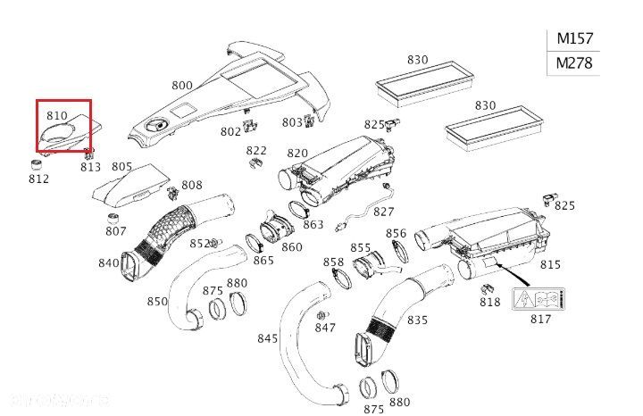 MERCEDES M157 Oslona silnika gorna prawa OE - 2