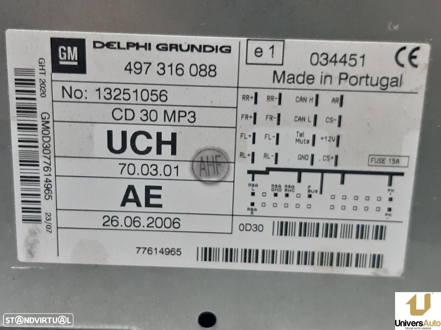 SISTEMA AUDIO / RADIO CD OPEL ZAFIRA B 2007 -13251056 - 1