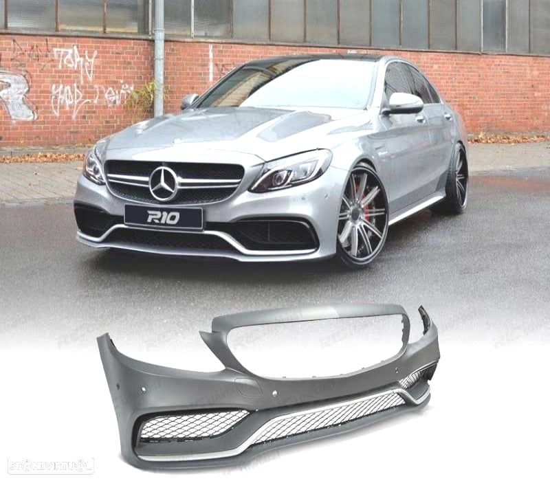 PARA-CHOQUES FRONTAL MERCEDES C W205 14-18 LOOK AMG C63 PRATEADO PDC - 1