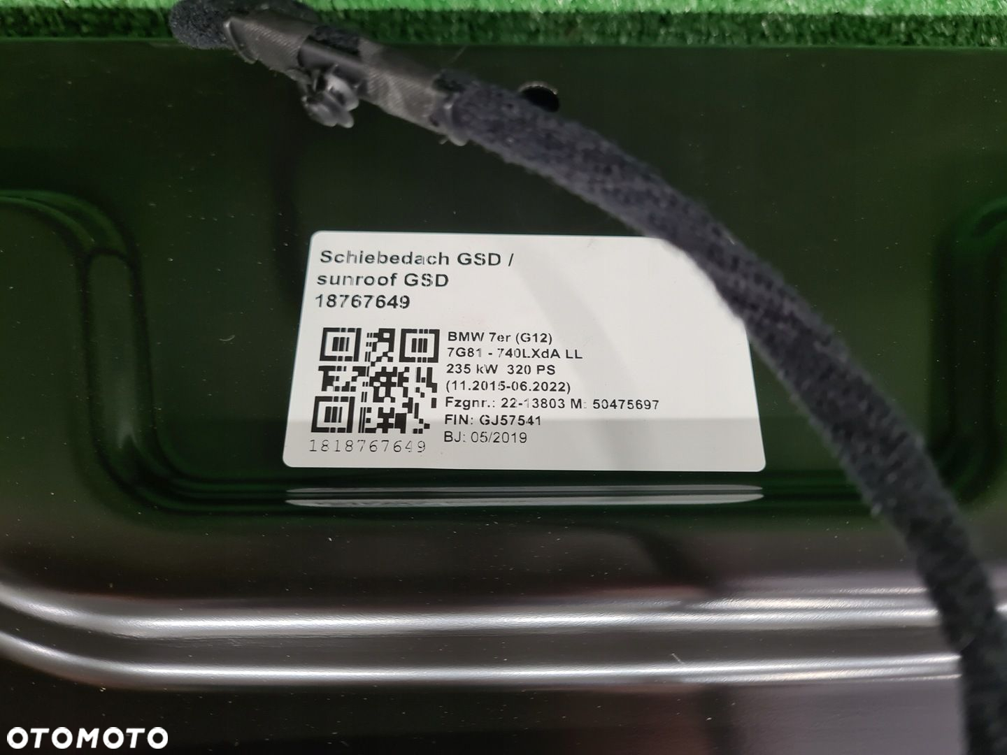 BMW 7 G12 SZYBERDACH DACH PRZESUWNY 8062891 - 9