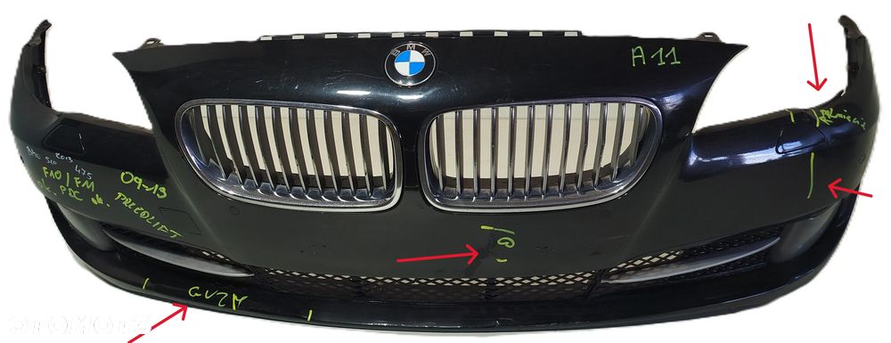 zderzak przedni przód grill BMW F10 F11 09-17 PDC SPRYSKI 475 - 1
