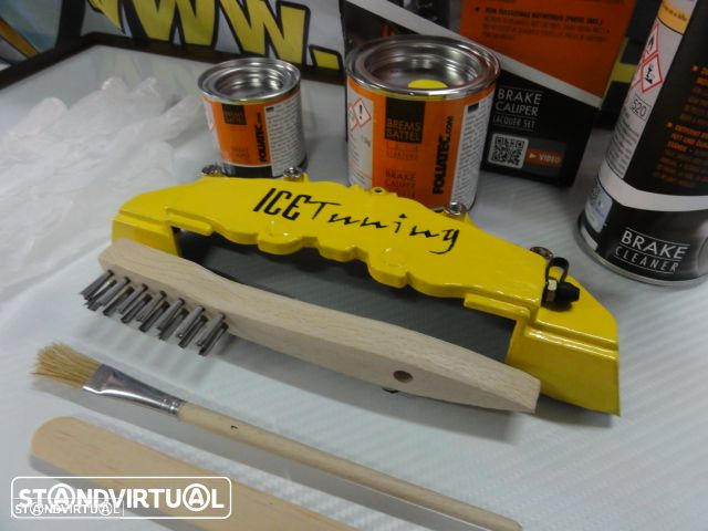 Tinta alta temperatura Foliatec de cor Amarelo Brilhante para bombas / pinças de travão, kit 3 c - 4