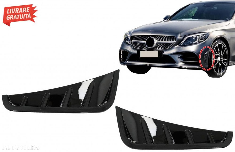 Ornamente bara fata flapsuri Negru Lucios Mercedes C-Class W205 S205 F - 8