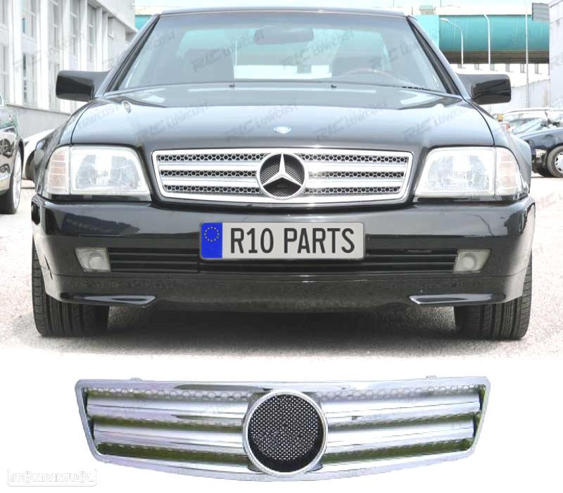 GRELHA FRONTAL AMG MERCEDES SL W129 89-98 PRETO CROMADO - 1