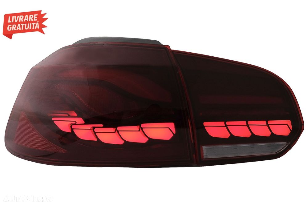 Stopuri Full LED VW Golf 6 VI (2008-2013) Rosu Fumuriu cu Semnal Dinamic- livrare gratuita - 3