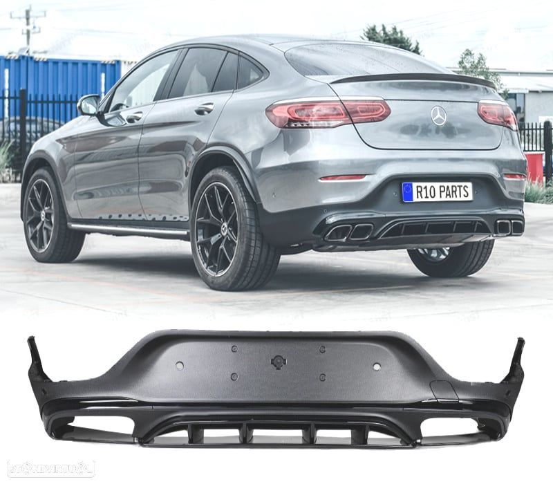 DIFUSOR MERCEDES GLC C253 COUPE AMG 20- LOOK GLC63 PRETO - 1