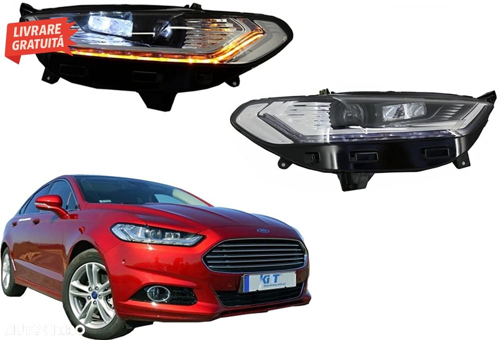 Faruri LED DRL Ford Mondeo MK5 (2013-2016) Semnalizare Secventiala Crom- livrare gratuita - 17