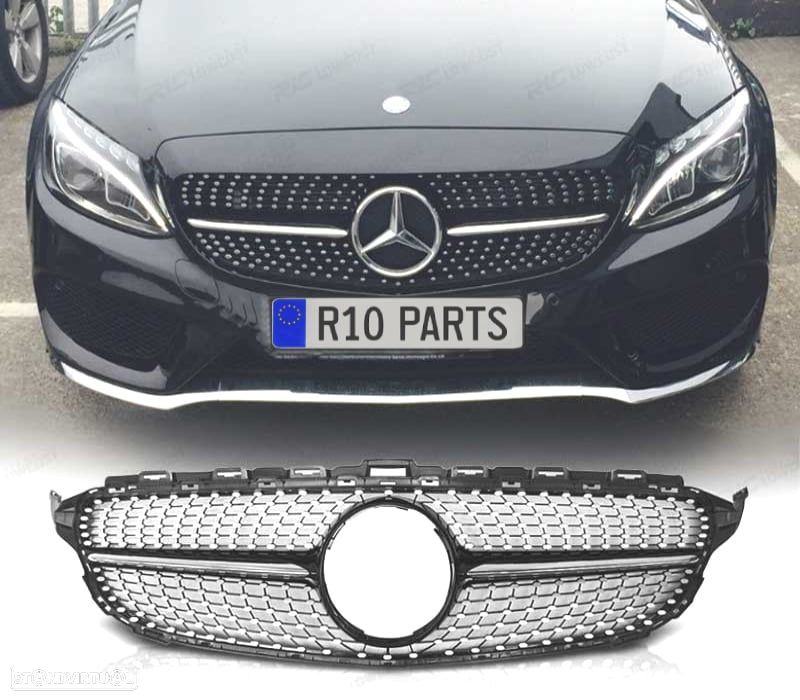 GRELHA FRONTAL MERCEDES CLASE C W205 14-18 LOOK AMG PRETO BRILHANTE DIAMANTE - 1