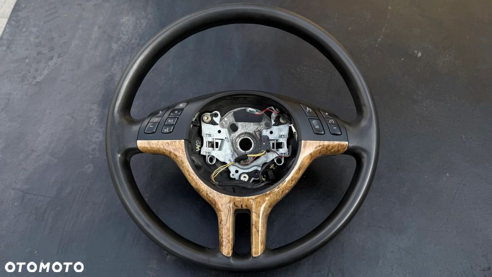 Kierownica Skórzana BMW e46 multifunkcja drewniana E39 E38 x5 E53 - 2