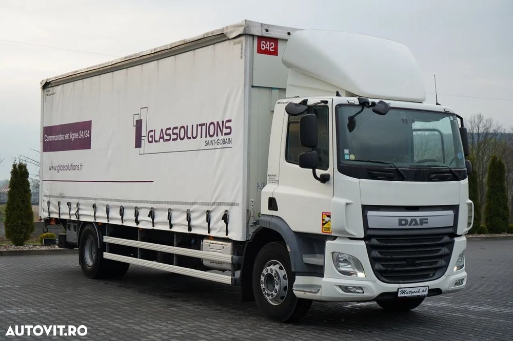 DAF CF 290 / 4X2 / SOLO / CORTINĂ 8M / HALOGEN DHOLLANDIA / PODEA REZISTENTĂ / EURO 6 - 2