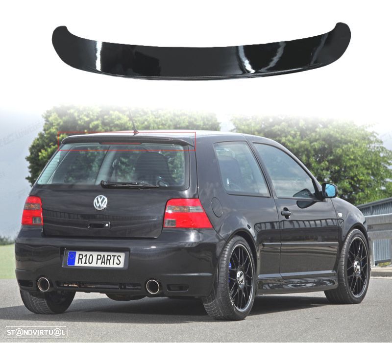 SPOILER AILERON VOLKSWAGEN VW GOLF 4 97-03 ASPECTO R32 PRETO BRILHANTE - 1