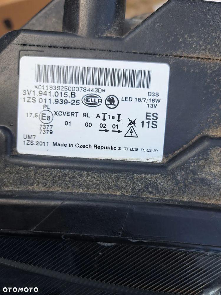 Lampa przednia lewa Škoda Superb III Xenon Led 3V1941015B Reflektor lewy przód przedni Škoda Superb III Xenon Led - 7