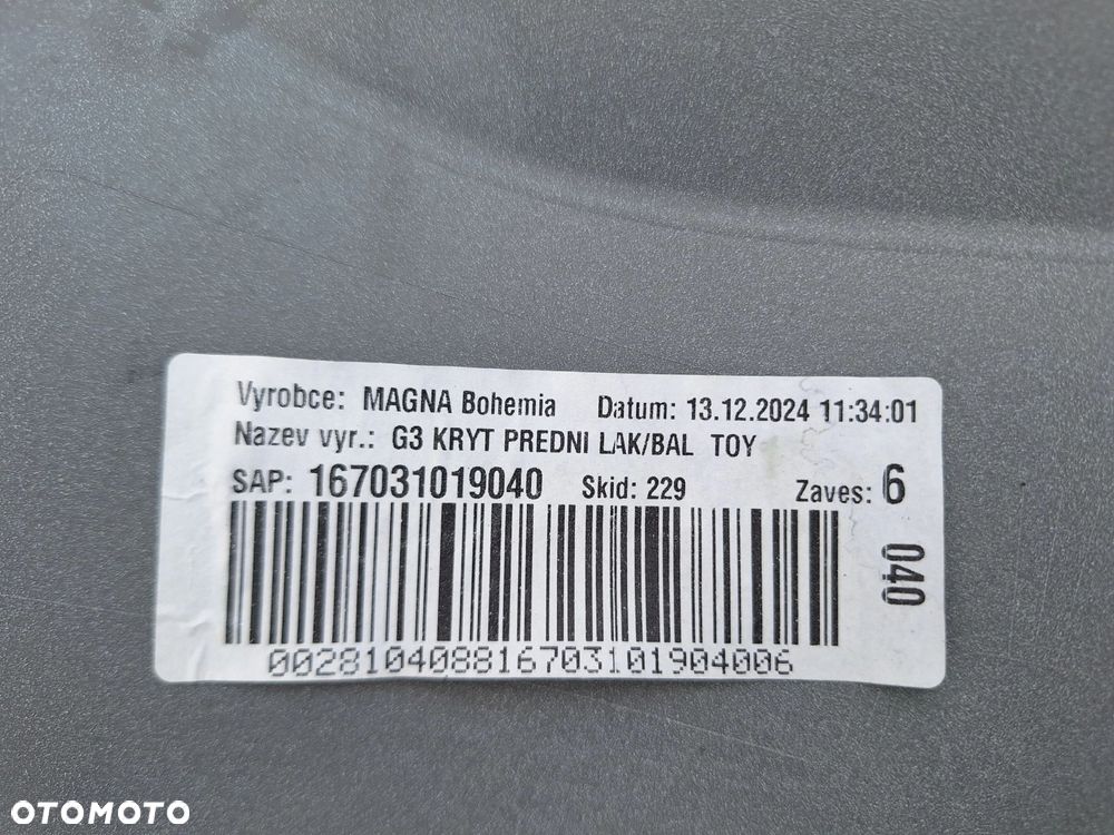 TOYOTA AYGO X 22- NIE KLEJONY! ZDERZAK PRZÓD PRZEDNI+STELAŻ WZMOCNIENIE ORYG TOYOTA Nr 52119-OH190, 52119-0H190 WYSYŁKA - 14