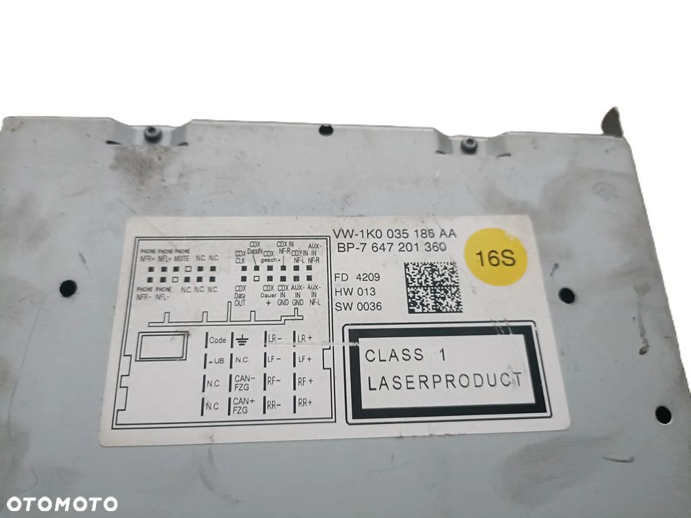 VOLKSWAGEN GOLF VI 6 08-16 r. RADIO RADIOODTWARZACZ 1K0035186 AA EU + - 2