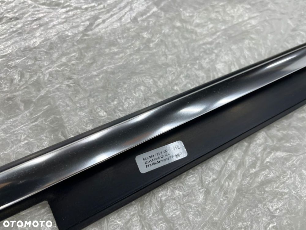 Listwa Audi Q5 I 8R 08-16r. NOWA lewa tylna zgarniająca uszczelka zewnętrzna szyby drzwi CHROM - 5