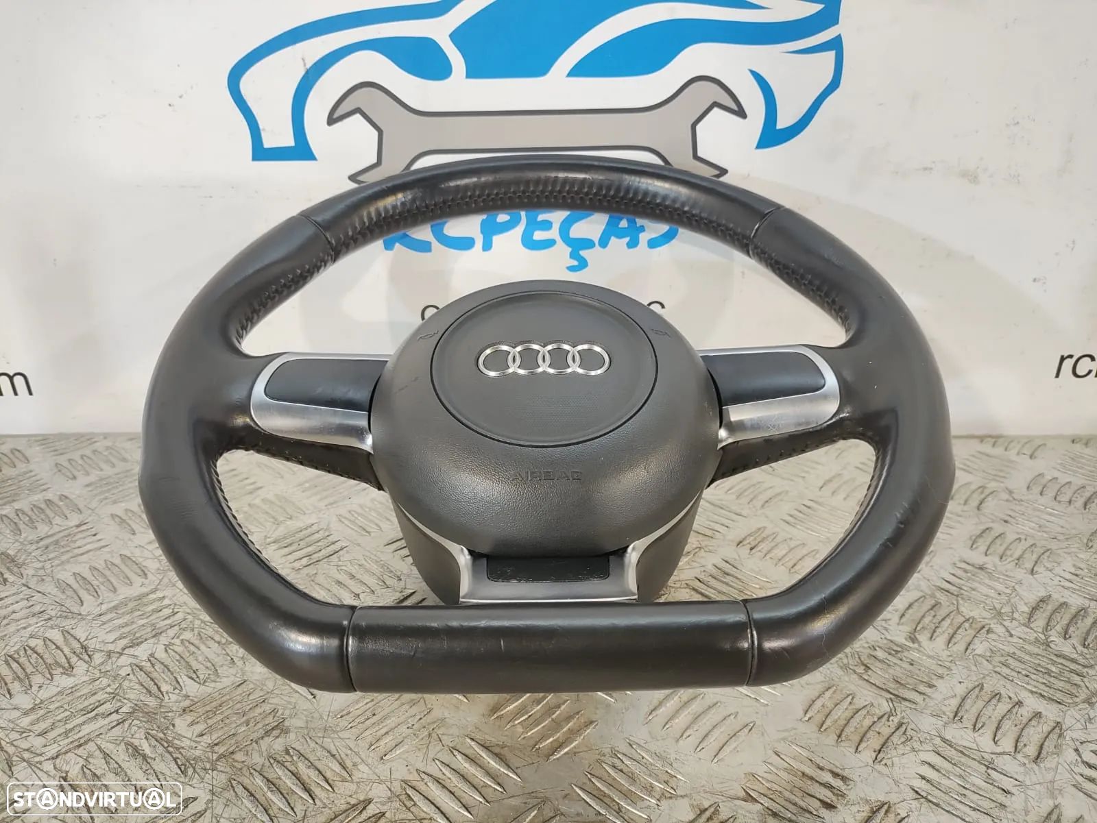 .VOLANTE GUIADOR PELE FLAT BOTTOM AUDI TT 8J 8J3 AUDI TT 8J9 CABRIO A3 8P R8 AIRBAG ORIGINAL - 1