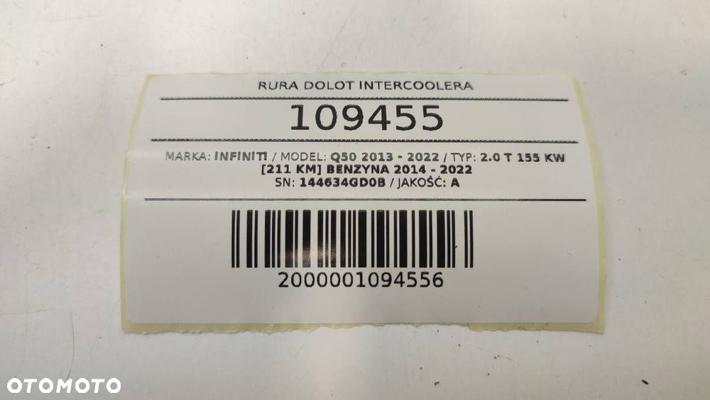 RURA DOLOT WĄŻ INTERCOOLERA TURBO INFINITI Q50 Q60 2.0 T 144634GD0B - 5