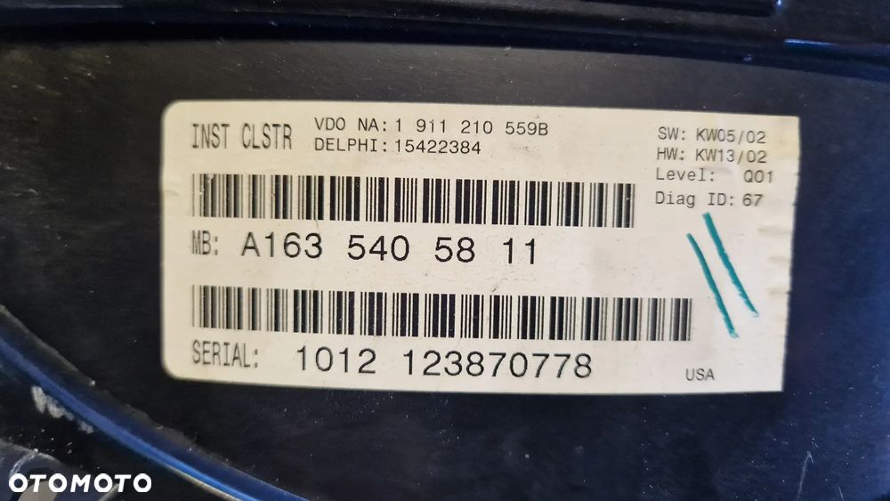 MERCEDES ML W163 LICZNIK A1635405811 - 3