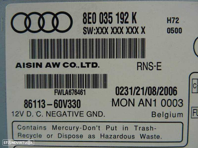 Rádio Audi Navigation Plus e CD Changer A3 8P - 8E0035192K / 8E0035111D - 5