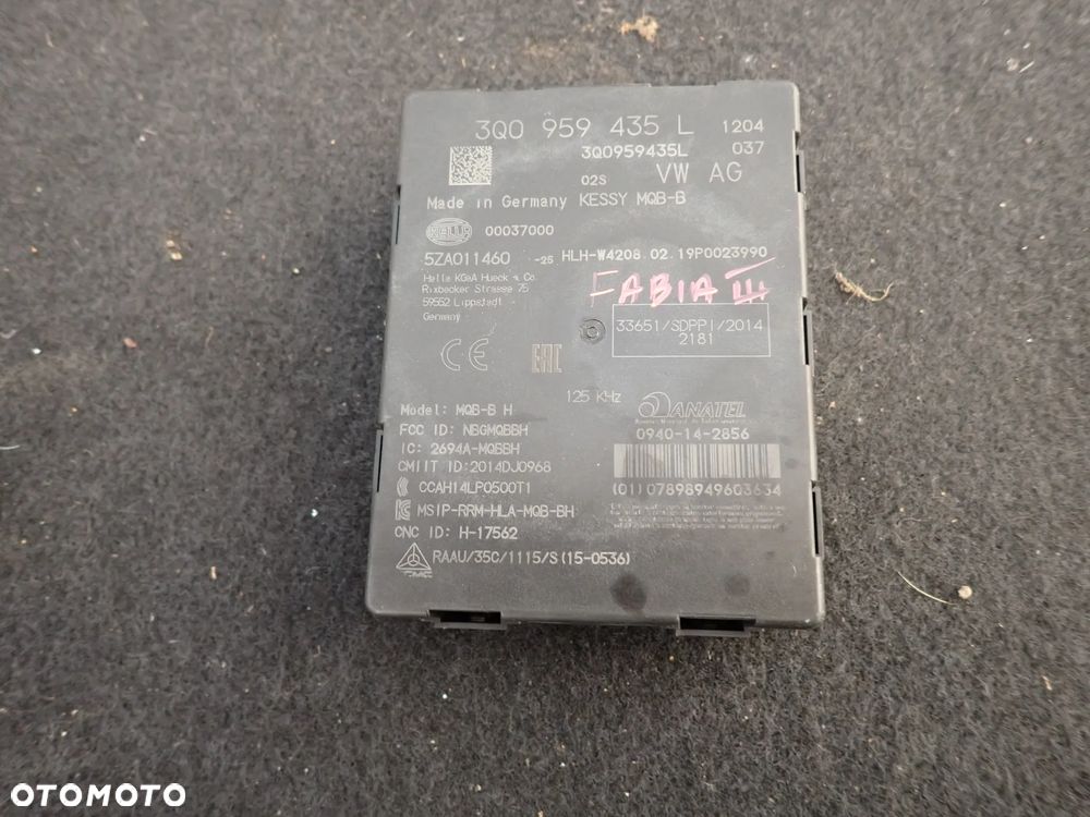 SKODA FABIA III LIFT MONTE CARLO MODUŁ KESSY 3Q0959435L