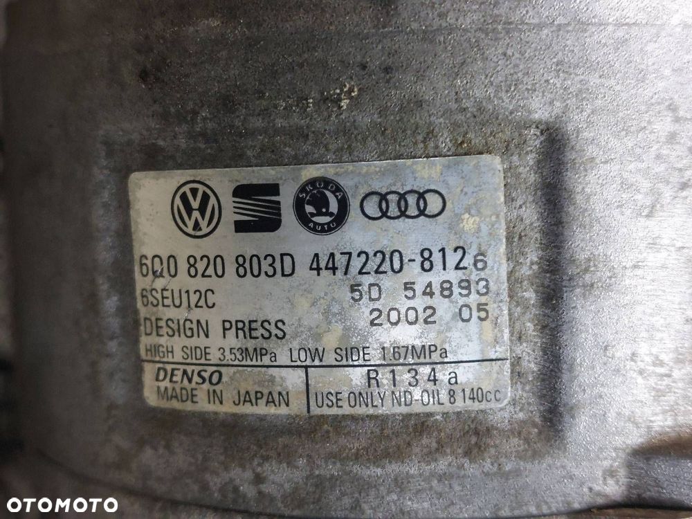 SPRĘŻARKA KOMPRESOR KLIMATYZACJI SKODA FABIA I 1.4 8V 6Q0820803D - 2