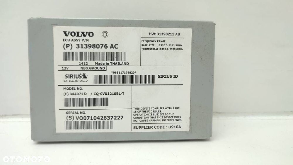 MODUŁ STEROWNIK TUNER NAWIGACJI VOLVO XC60 I S60 V60 31398076