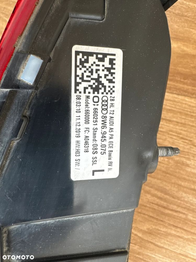 LAMPA KOMPLET LAMP LEWY TYŁ AUDI A5 8W - 7