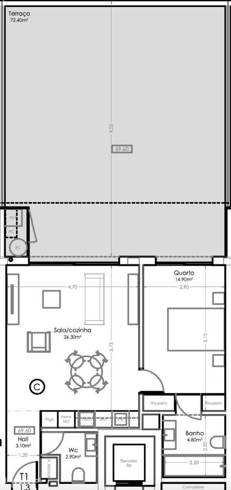 Apartamento T1  Novo c/ Terraço e Suite em São Félix da Marinha - Grande imagem: 2/17