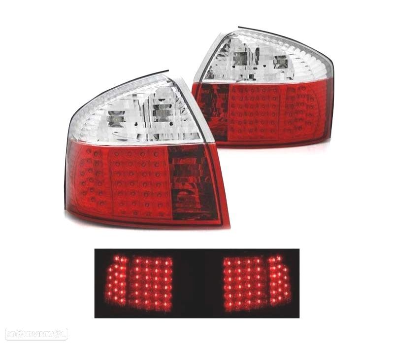 FAROLINS TRASEIROS LED AUDI A4 B6 00-04 VERMELHO BRANCO - 3