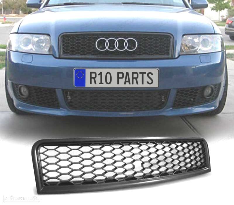 GRELHA FRONTAL AUDI A4 B6 00-04 PRETA BRILHANTE LOOK RS - 1