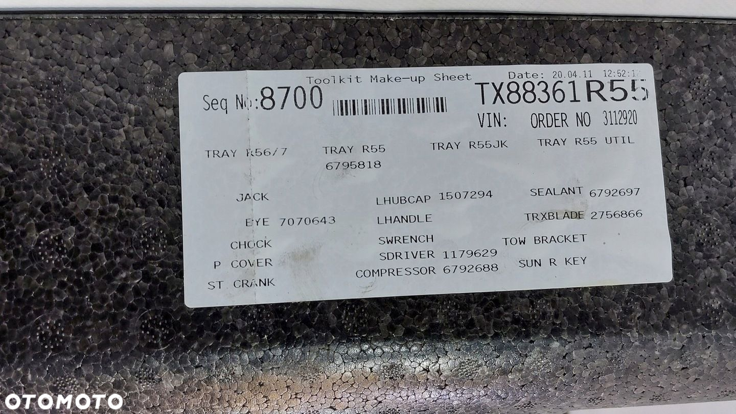 STYROPIAN WKŁAD BAGAŻNIKA MINI R55 6795818 - 6