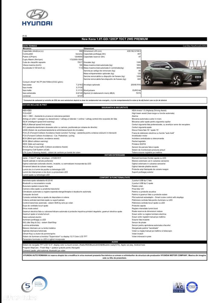 Hyundai KONA 1.0 T-GDI 120 CP 7DCT 2WD Premium+ - 6