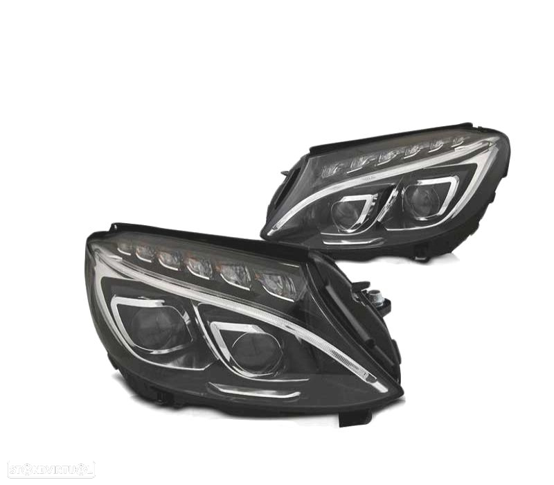 FARÓIS LED PARA MERCEDES W205 14-18 BLACK PRETO - 2